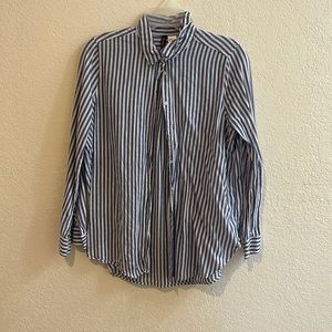 Striped Long Sleeve Button Down Blouse